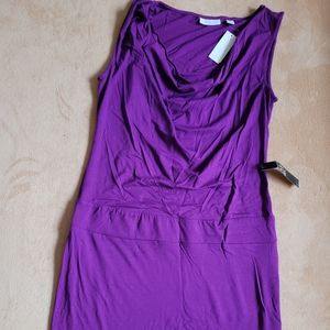 NEW YORK & CO COWL-NECK PURPLE JERSEY DRESS SIZE S